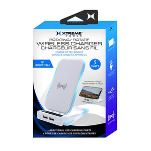 Xtreme XWC8-1011-WHT Chargeur Sans Fil Rotatif + 2 Port de Charge USB, Blanc - Simple Boutique