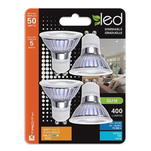 Xtricity Ampoule DEL GU10/5W/120V/400L/b.doux 3000k graduelle vitré 4 un - Simple Boutique
