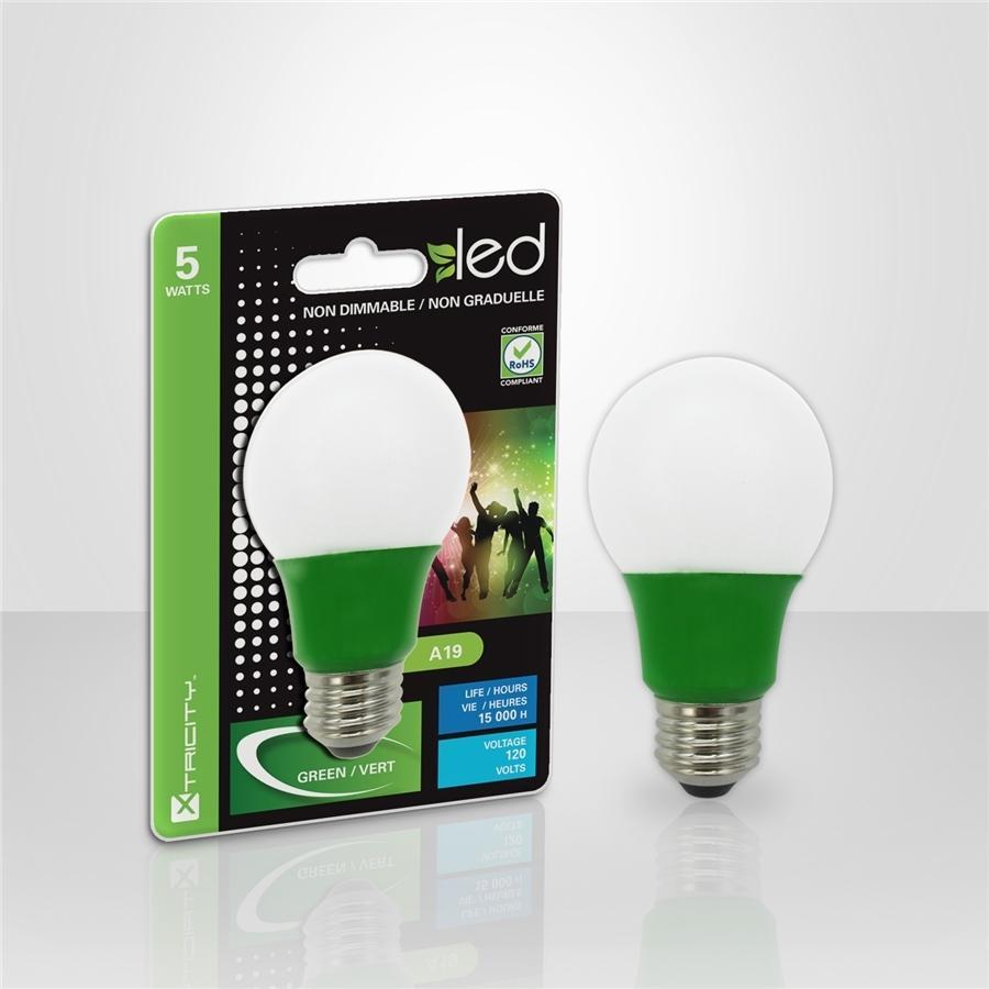 Xtricity Ampoule DEL Type A/5W/120V/E26/ couleur vert 1cd - Simple Boutique