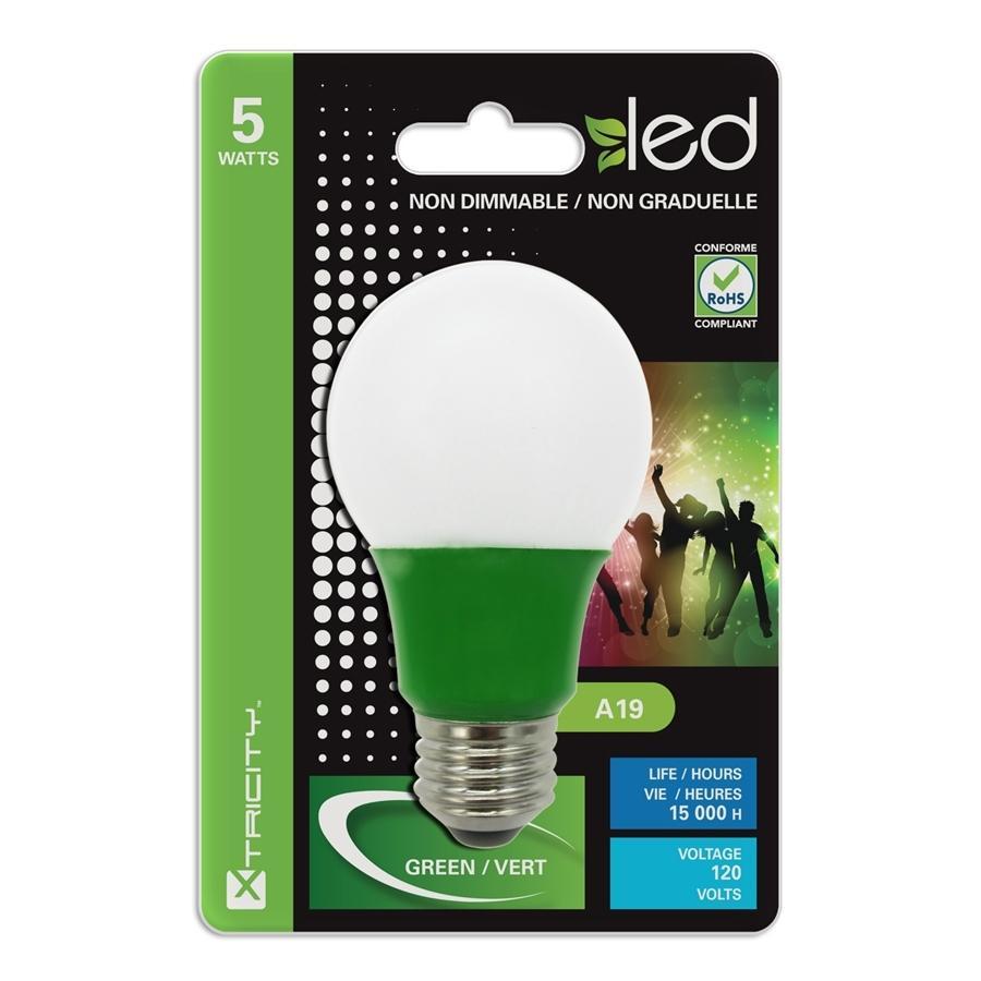 Xtricity Ampoule DEL Type A/5W/120V/E26/ couleur vert 1cd - Simple Boutique