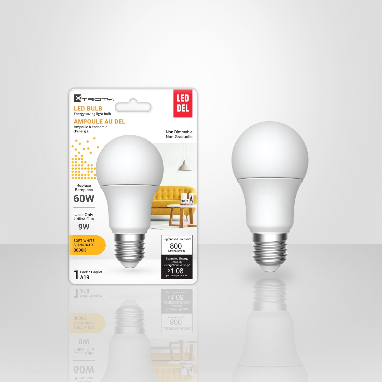 Xtricity - Ampoule DEL à Économie d'énergie, 9W, Culot E26, 3000K Blanc Doux - Simple Boutique