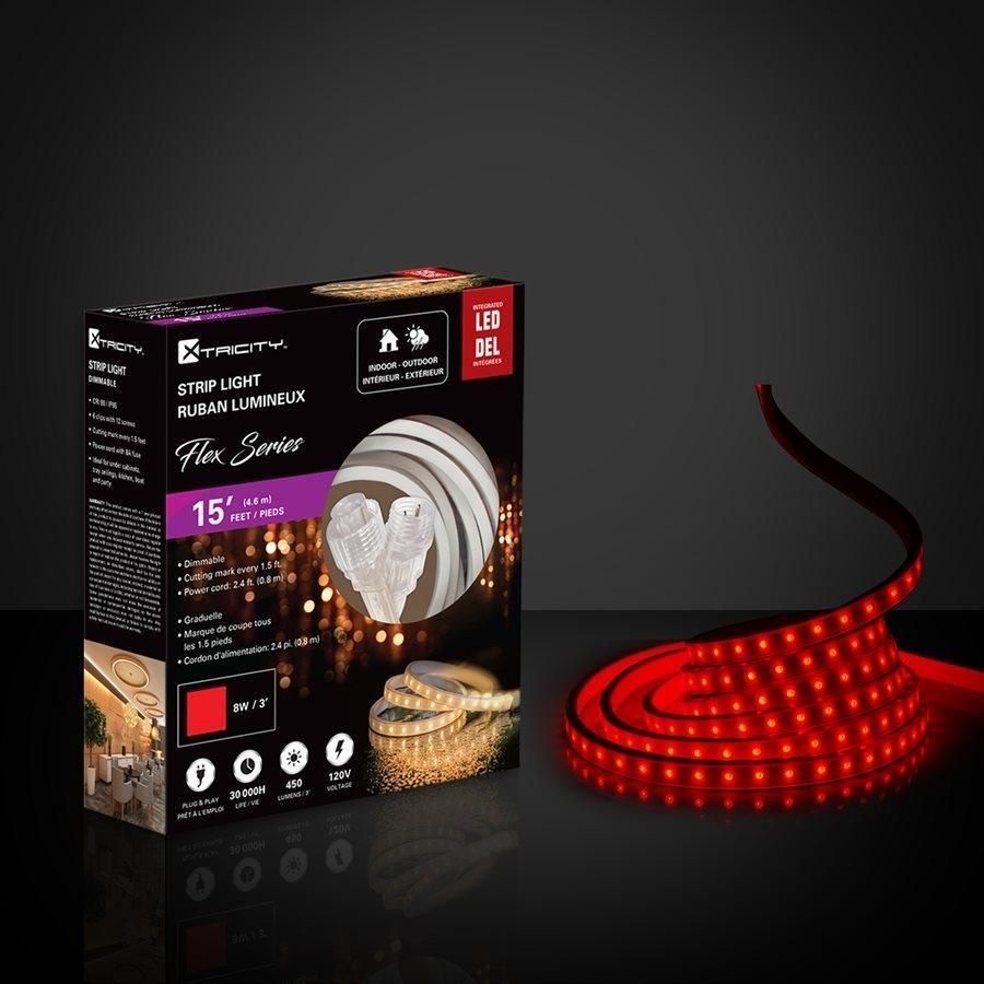 Xtricity Bande del flexible 15'x0.8mm/8W -3'/120V/Rouge Intérieur et Extérieur - Simple Boutique