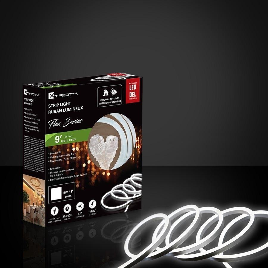 Xtricity Bande del flexible 9'x0.8mm/6W -3'/120V/5000k Blanc Intérieur et Extérieur - Simple Boutique