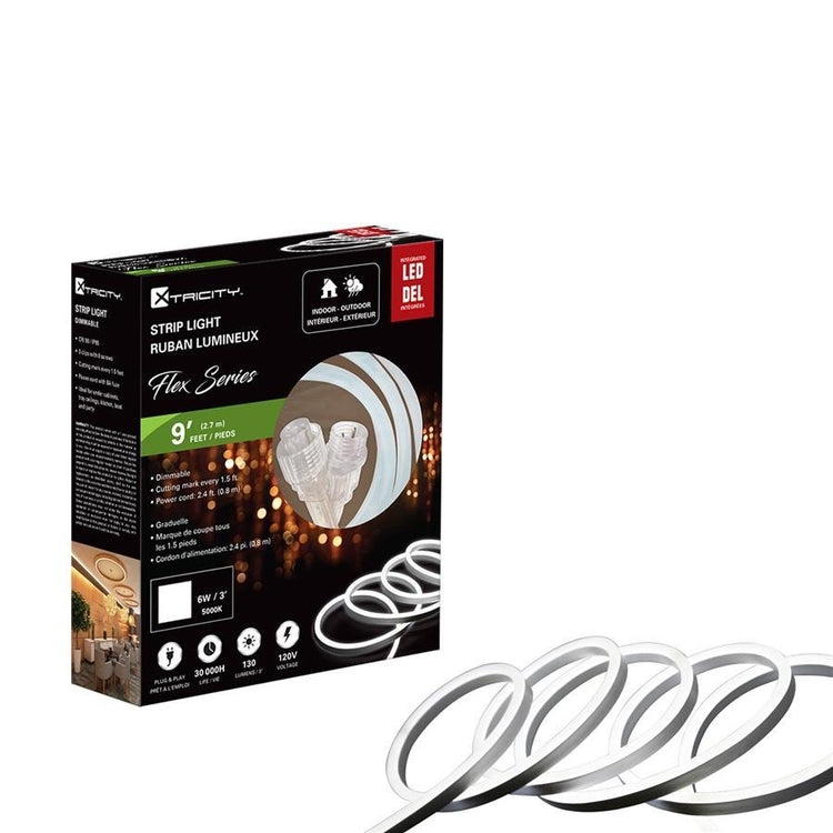 Xtricity Bande del flexible 9'x0.8mm/6W -3'/120V/5000k Blanc Intérieur et Extérieur - Simple Boutique