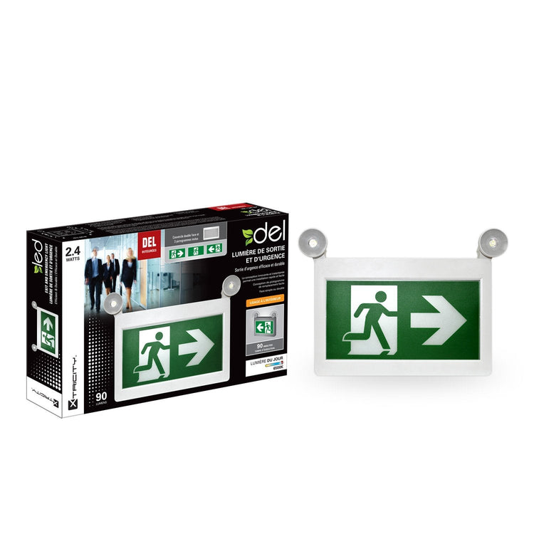 Xtricity DEL Lumiere Sortie D'urgence 1.2w X 2 Têtes 3 Pictogram. 90l - Simple Boutique
