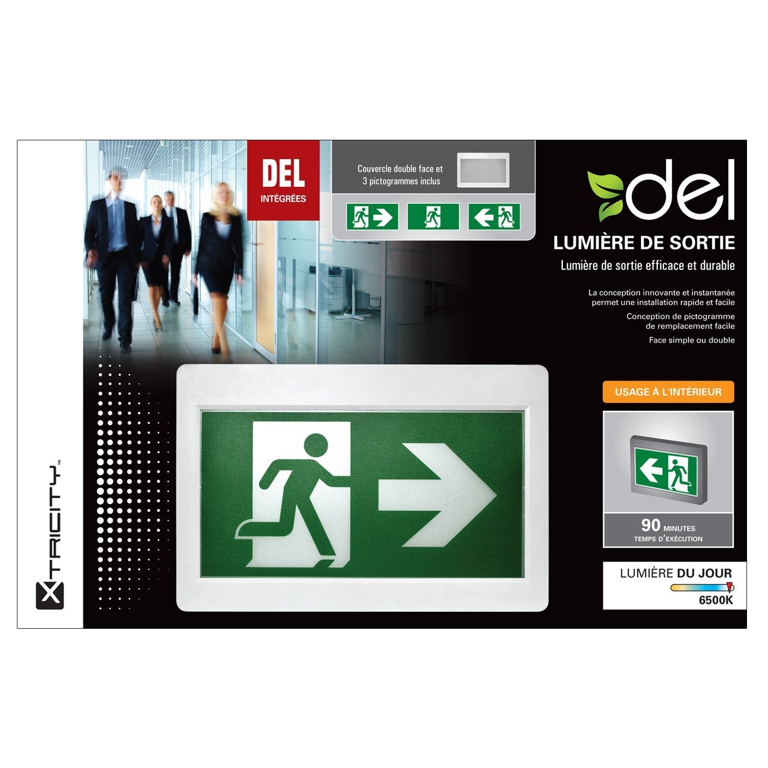 Xtricity DEL Lumiere Sortie D'urgence Avec 3 Pictogrammes - Simple Boutique