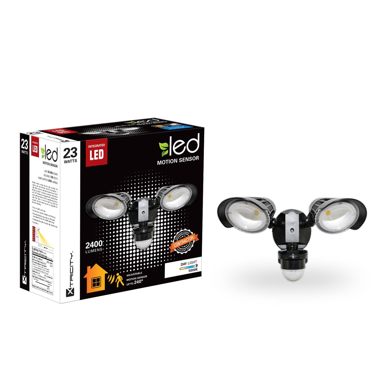 Xtricity Détecteur de Mouvement 2 Têtes DEL 23w 5000k 2400l Noir - Simple Boutique