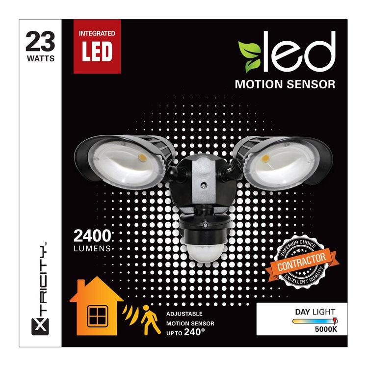 Xtricity Détecteur de Mouvement 2 Têtes DEL 23w 5000k 2400l Noir - Simple Boutique