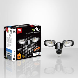 Xtricity Détecteur de Mouvement 2 Têtes DEL 23w 5000k 2400l Noir - Simple Boutique