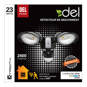 Xtricity Détecteur de Mouvement 2 Têtes DEL 23w 5000k 2400l Noir - Simple Boutique