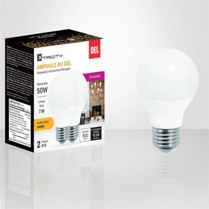 Xtricity - Ensemble de 2 Ampoules DEL Gradable à Économie d'énergie, 7W, Culot E26, 3000K Blanc Doux - Simple Boutique