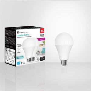 Xtricity - Ensemble de 2 Ampoules DEL Gradable à économie d'énergie, 28W, Culot E26, 5000K Lumière du Jour - Simple Boutique