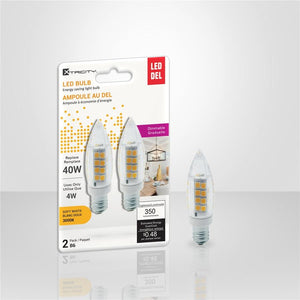 Xtricity - Ensemble de 2 Ampoules DEL Gradables à économie d'énergie, 4W, Culot Candélabre, 3000K Blanc Doux - Simple Boutique