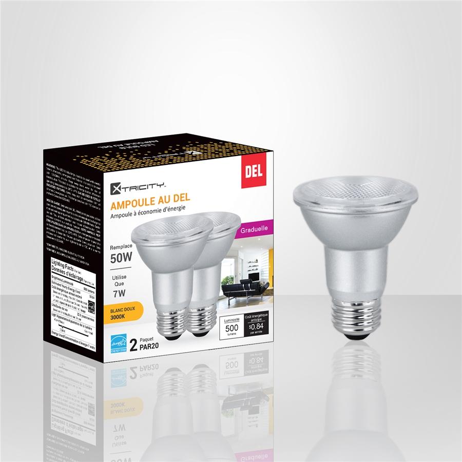 Xtricity - Ensemble de 2 Ampoules DEL Gradables à économie d'énergie, 7W, Culot E26, 3000K Blanc Doux - Simple Boutique