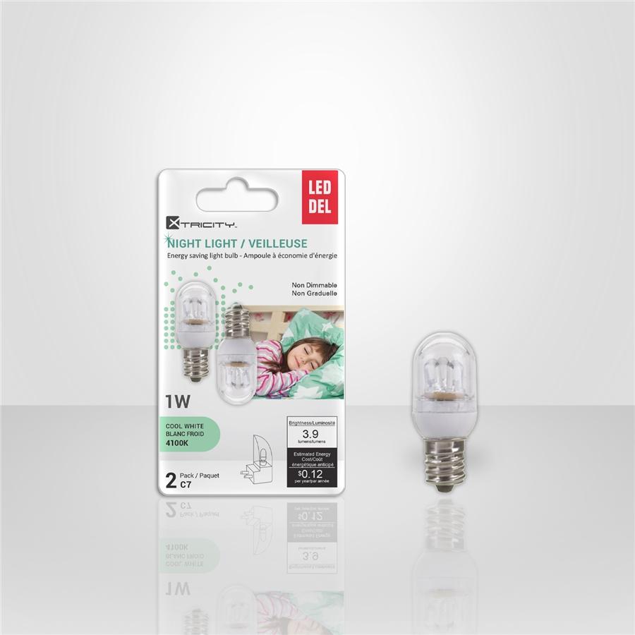 Xtricity - Ensemble de 2 Ampoules DEL pour Veilleuse, 1W, Culot Candélabre, 4100K Blanc Froid - Simple Boutique