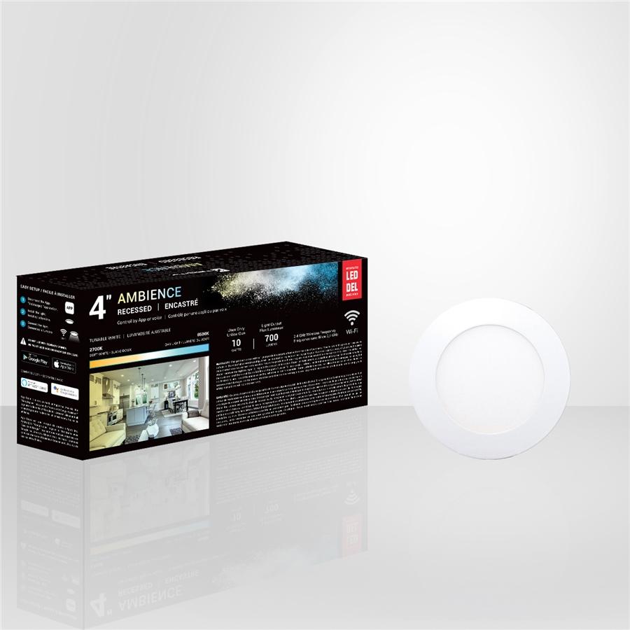 Xtricity - Ensemble de 2 Lumières Encastrées Wi-Fi, Diamètre de 4'', Gradable,10W, Luminosité Ajustable - Simple Boutique