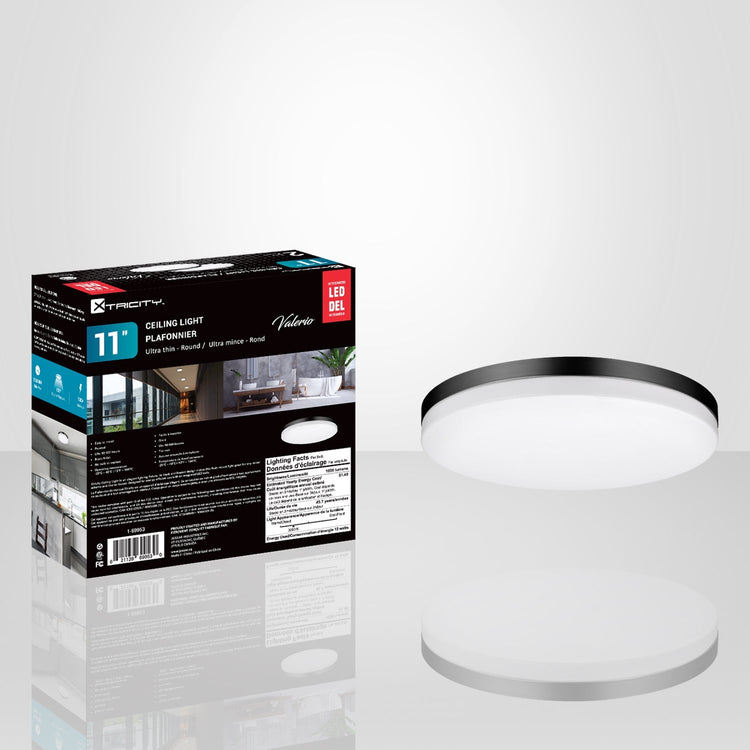 Xtricity - Ensemble de 2 Plafonniers Ronds avec DEL Intégrées, Diamètre de 11", De la Collection Valerio, Noir - Simple Boutique