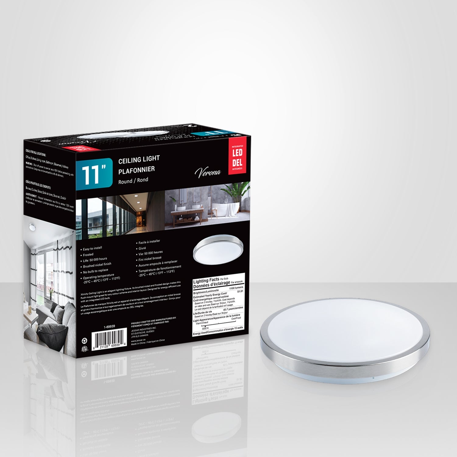 Xtricity - Ensemble de 2 Plafonniers avec DEL Intégrées, Gradable, Diamètre de 11'', 15W, 3000K Blanc Doux - Simple Boutique