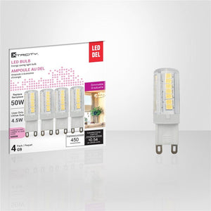 Xtricity - Ensemble de 4 Ampoules DEL Gradables à économie d'énergie, 4.5W, Culot G9, 6000K Lumière du Jour Super - Simple Boutique
