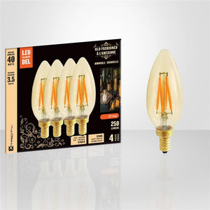 Xtricity - Ensemble de 4 Ampoules DEL Style à l'ancienne, 3.5W, Culot E12, 2200K Blanc Doux - Simple Boutique