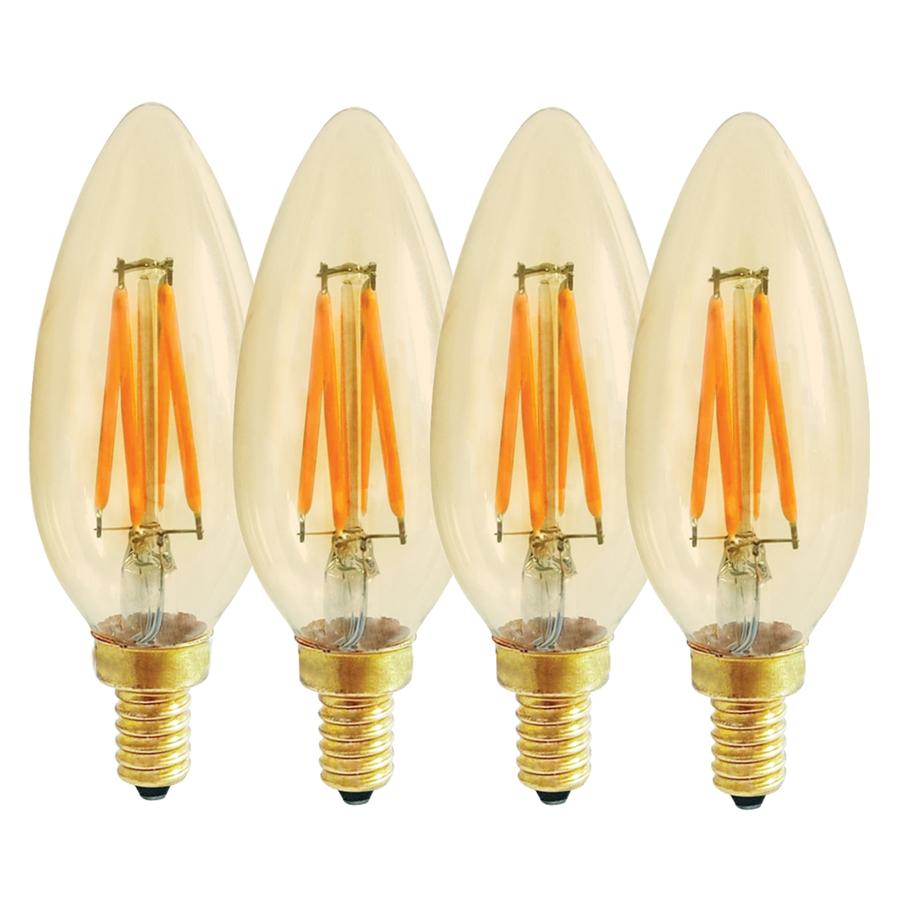 Xtricity - Ensemble de 4 Ampoules DEL Style à l'ancienne, 3.5W, Culot E12, 2200K Blanc Doux - Simple Boutique