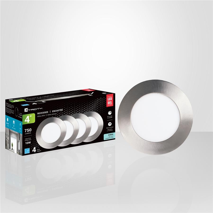 Xtricity - Ensemble de 4 Lumières Encastrées DEL, Diamètre de 4'', Gradable, 10W, 5000K Lumière du Jour - Simple Boutique