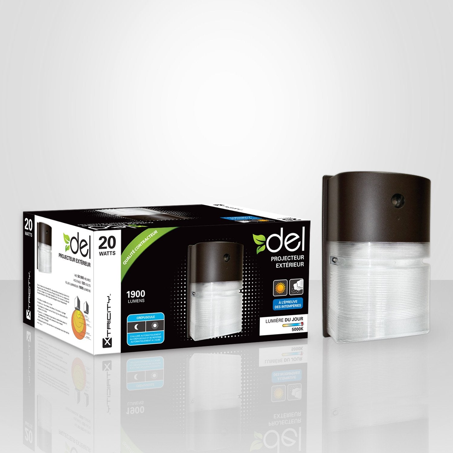 Xtricity Fixture Extérieur de Securité au DEL 20w 5000k 1900l - Simple Boutique