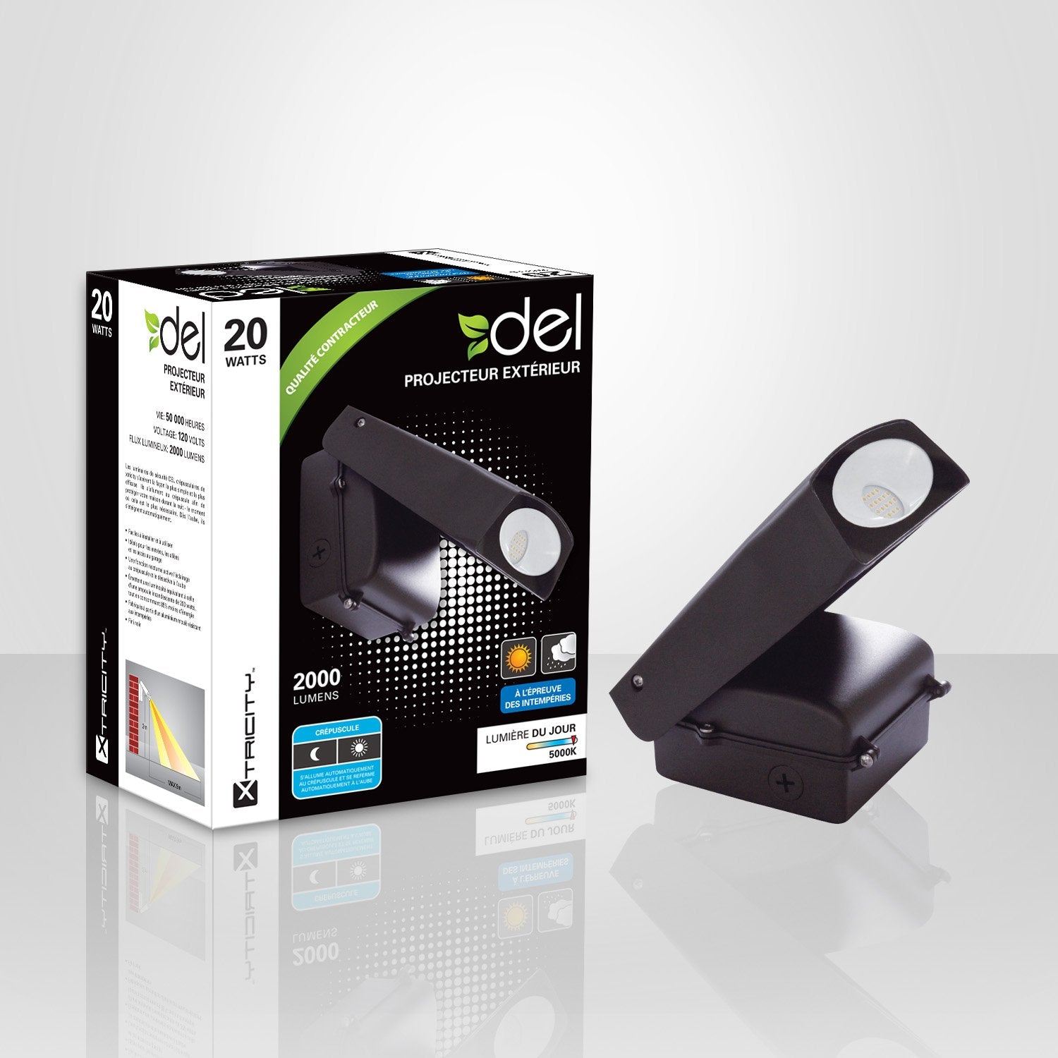 Xtricity Fixture Extérieur de Securité au DEL 20w 5000k 2000l - Simple Boutique