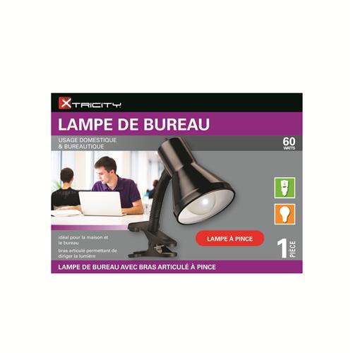 Xtricity Lampe De Table Bras Articulé Pince 60W Noir - Simple Boutique