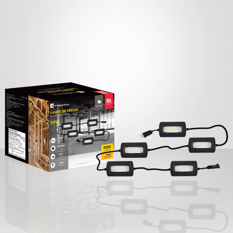 Xtricity - Lampe de Travail avec DEL Intégrées, 55W, 5500 Lumens, 3000K Blanc Doux - Simple Boutique