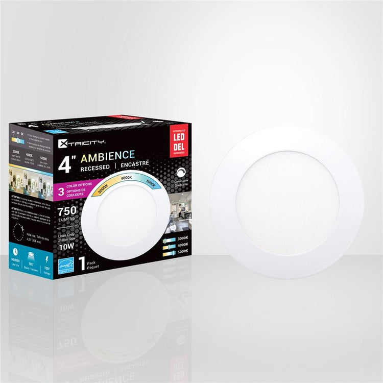 Xtricity - Lumière Encastrée DEL, Diamètre de 4'', Gradable, 10W, 3 Options de Couleurs - Simple Boutique