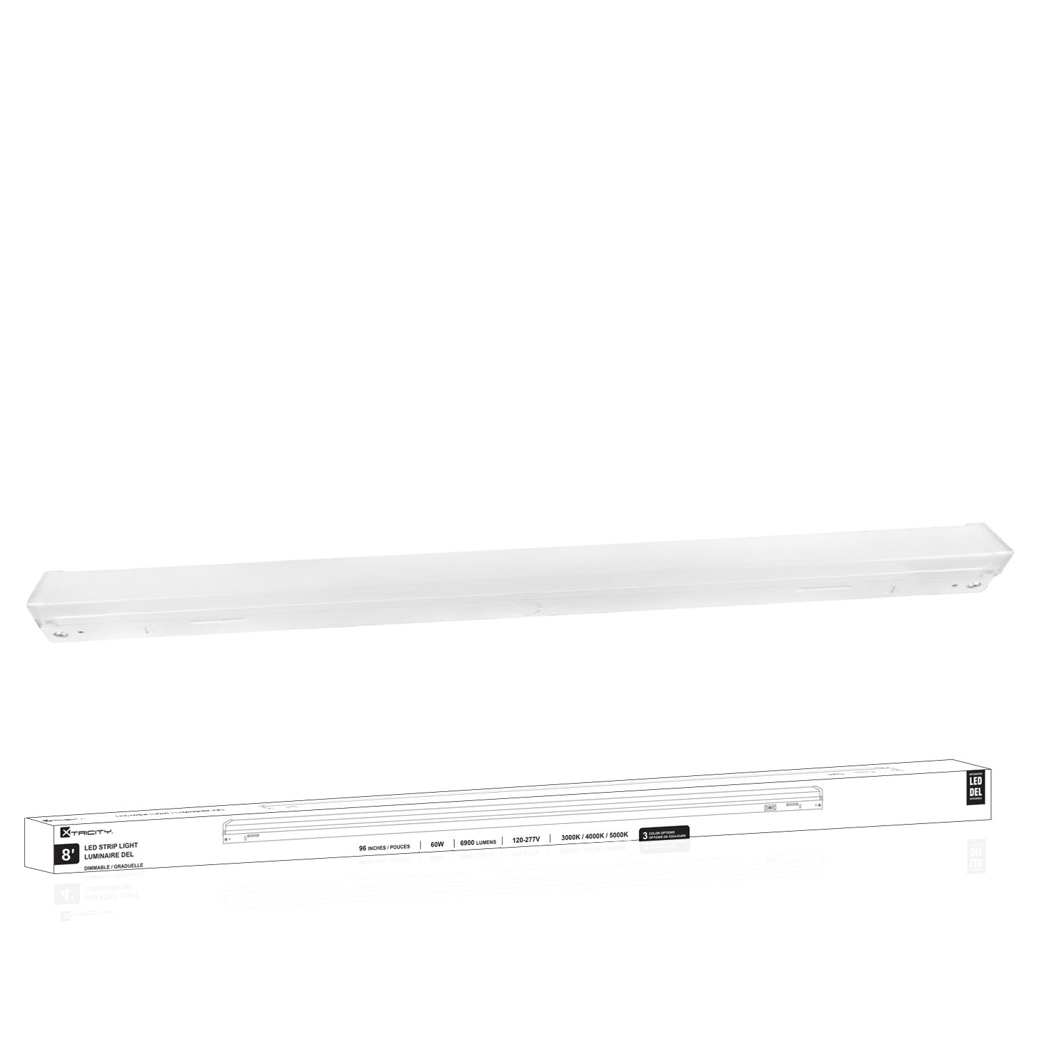 Xtricity - Luminaire DEL, Longeur de 8 Pieds, 6900 Lumens, 60W, Trois Options de Température de Couleur - Simple Boutique