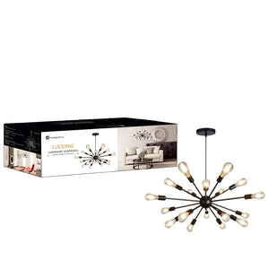 Xtricity - Luminaire Suspendu à 18 Lumières, Longeur de 33.8'', De la Collection Lucerne, Noir - Simple Boutique