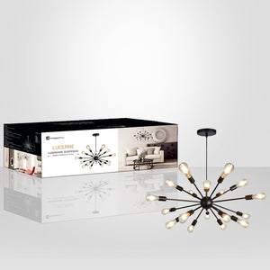 Xtricity - Luminaire Suspendu à 18 Lumières, Longeur de 33.8'', De la Collection Lucerne, Noir - Simple Boutique