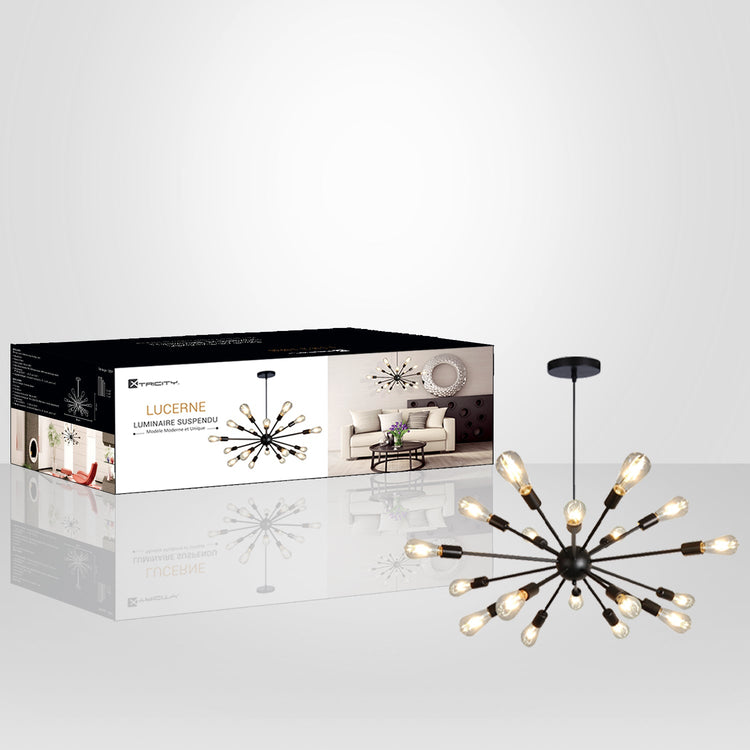 Xtricity - Luminaire Suspendu à 18 Lumières, Longeur de 33.8'', De la Collection Lucerne, Noir - Simple Boutique