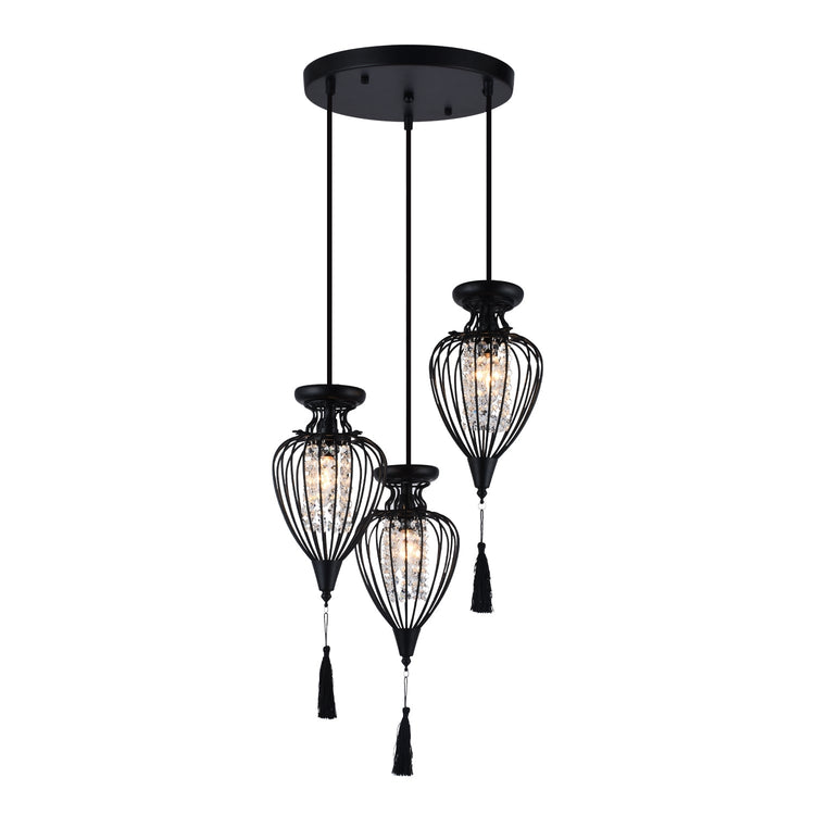 Xtricity - Luminaire Suspendu à 3 Lumières, Largeur de 15'', De la Collection QueensDown, Noir - Simple Boutique