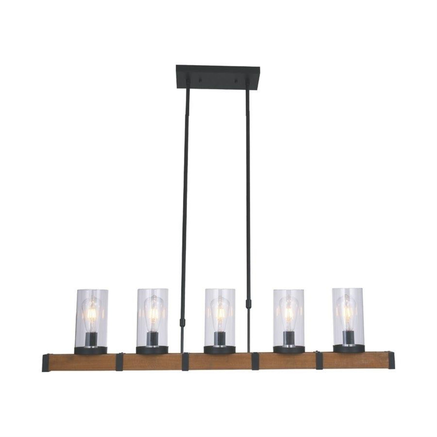 Xtricity - Luminaire Suspendu à 5 Lumières, Largeur de 43'', De la Collection Franklin, Metal et Bois - Simple Boutique