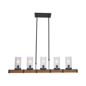 Xtricity - Luminaire Suspendu à 5 Lumières, Largeur de 43'', De la Collection Franklin, Metal et Bois - Simple Boutique