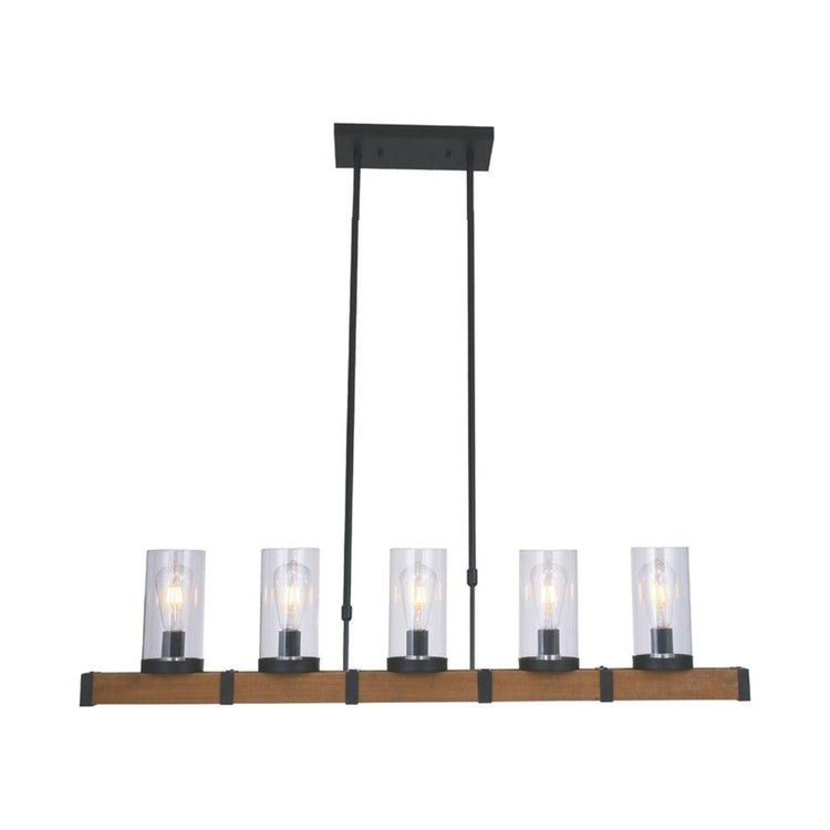 Xtricity - Luminaire Suspendu à 5 Lumières, Largeur de 43'', De la Collection Franklin, Metal et Bois - Simple Boutique