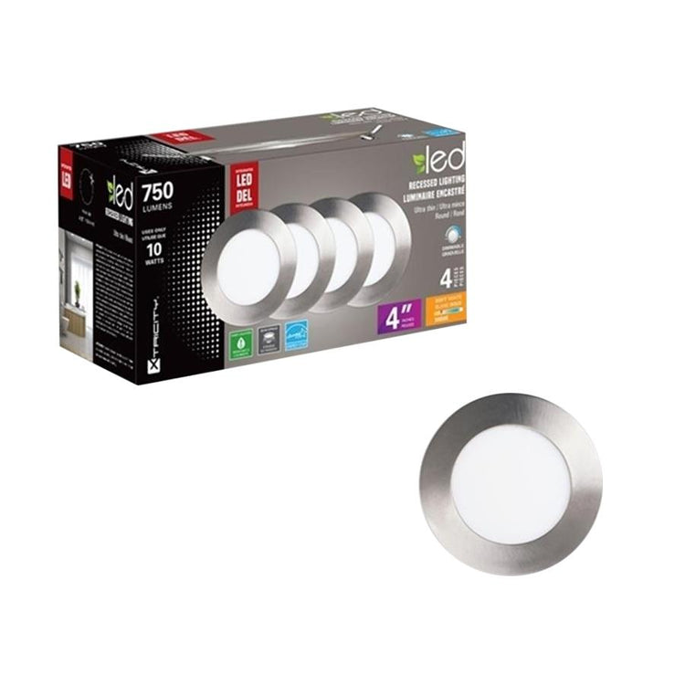 Xtricity Luminaire encastré del 4'' 10w/750l/3000k rond - nickel 4pk - Simple Boutique