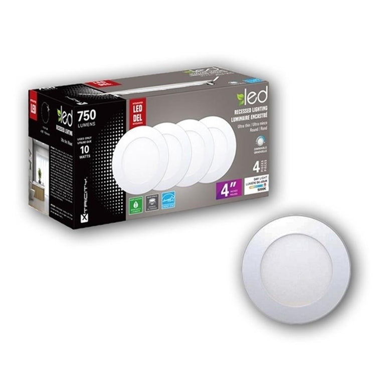Xtricity Luminaire encastré del 4'' 10w/750l/5000k/rond - blanc 4pk - Simple Boutique
