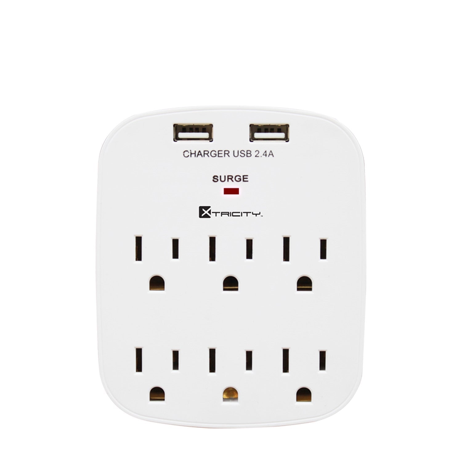 Xtricity - Multiprise Mural à 6 Prises et 2 Ports USB 2.4A, Blanc - Simple Boutique