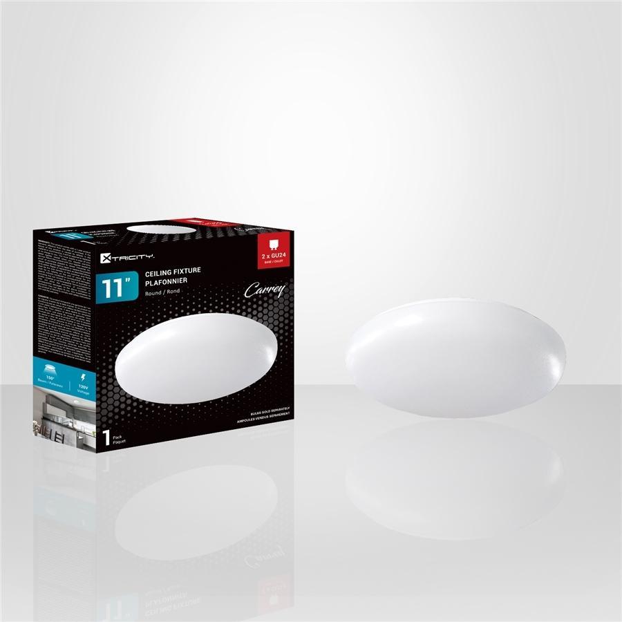 Xtricity - Plafonnier Rond, Diamètre de 11'', De la Collection Carrey, Blanc - Simple Boutique