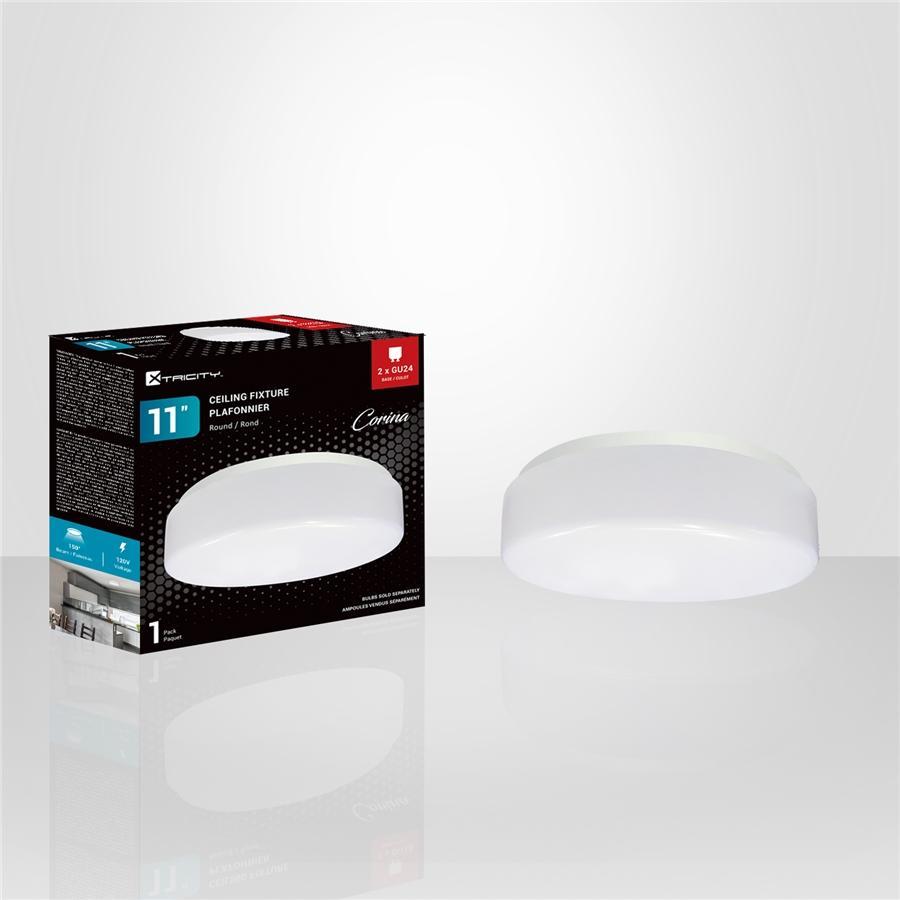 Xtricity - Plafonnier Rond, Diamètre de 11'', De la Collection Corina, Blanc - Simple Boutique