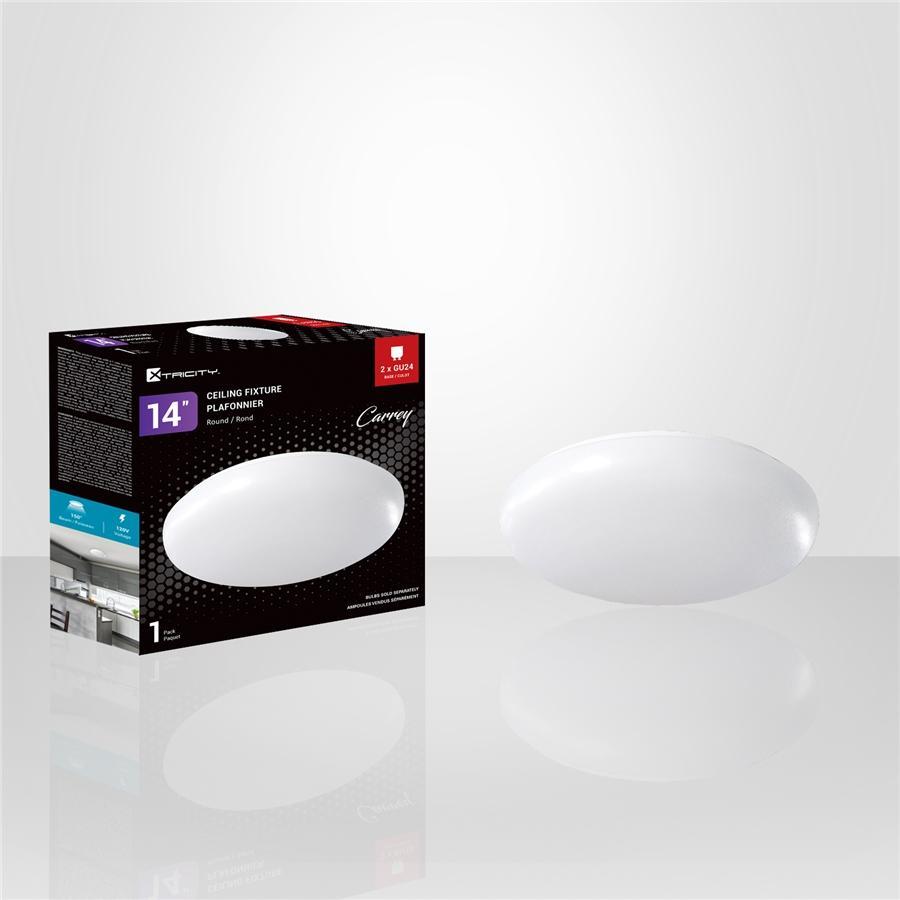 Xtricity - Plafonnier Rond, Diamètre de 14'', De la Collection Carrey, Blanc - Simple Boutique