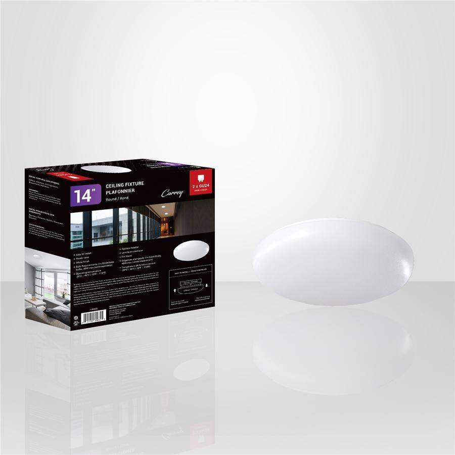 Xtricity - Plafonnier Rond, Diamètre de 14'', De la Collection Carrey, Blanc - Simple Boutique