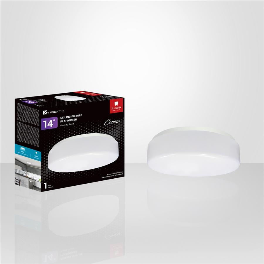 Xtricity - Plafonnier Rond, Diamètre de 14'', De la Collection Corina, Blanc - Simple Boutique