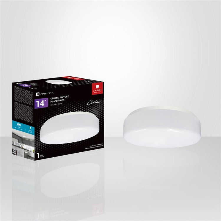 Xtricity - Plafonnier Rond, Diamètre de 14'', De la Collection Corina, Blanc - Simple Boutique