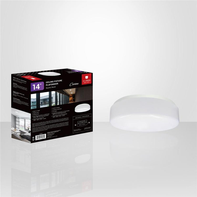 Xtricity - Plafonnier Rond, Diamètre de 14'', De la Collection Corina, Blanc - Simple Boutique