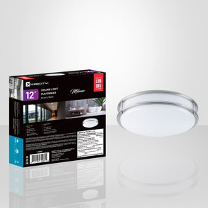 Xtricity - Plafonnier avec DEL Intégrées, Diamètre de 12", De la Collection Milano, Nickel - Simple Boutique